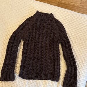 J. Crew Hand Knit Brown Mock Neck Sweater